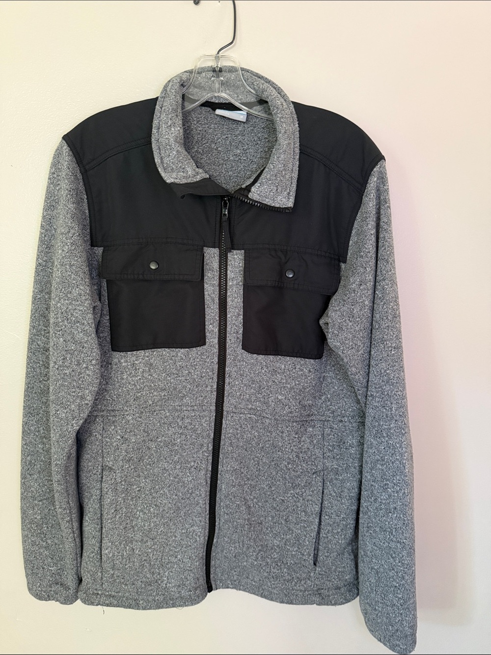 Columbia Gray Fleece Jacket with Black Accent